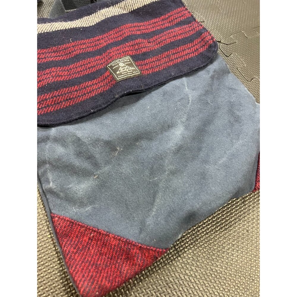 Vintage Faribault Woolen Mill Company Tote Bag Backpack Red/White/Blue Wool Q49 - Picture 2 of 6